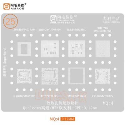 AMAOE Stencil MQ4 For MTK Qualcomm CPU SM8350, 8450, 7325, 7315, MT6833V, MT6799W, MT6877V