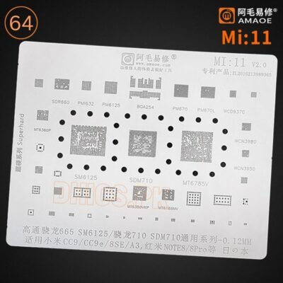 AMAOE Stencil MI11 For XiaomiCC9/9e/8SE/A3/Redmi Note8 Snapdragon 665 SM6125, SDM710  0.12MM