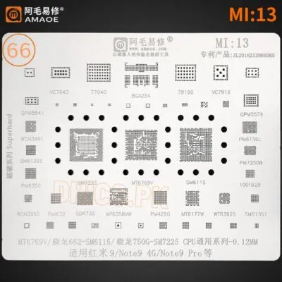 AMAOE Stencil MI13 For Redmi 9/Note9/9Pro Series MT6769V/662-SM6115/750G-SM7225