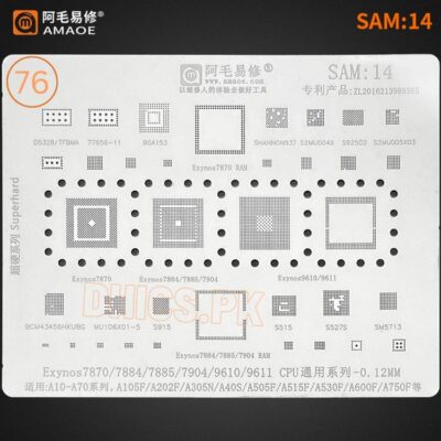 SAM14 Stencil For Samsung A10, A70 Series Exynos 7870, 7884, 7885, 7904, 9610, 9611