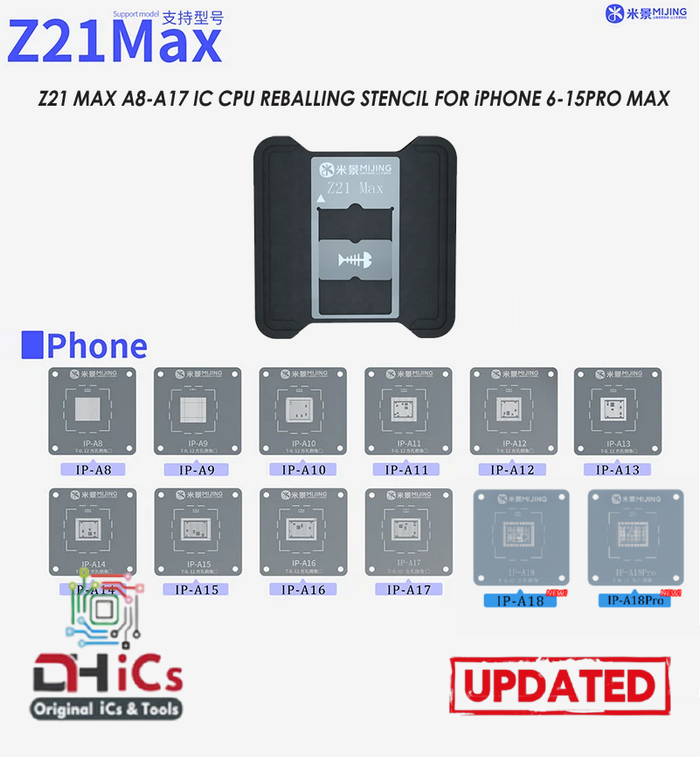 Mijing Z21 MAX CPU Reballing Stencil Magnetic Platform For iPhone A8-A18Pro Upgraded