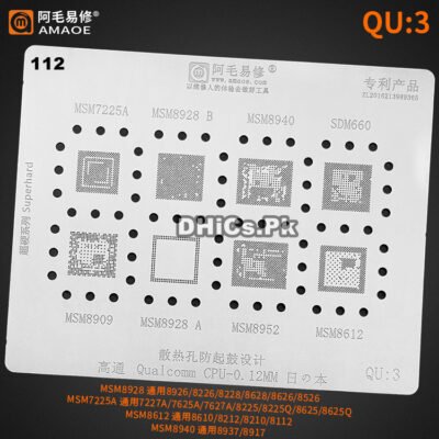 QU3 Stencil For MSM7225A, MSM8928, MSM8940, SDM660, MSM8909, MSM8928, MSM8952, MSM8612
