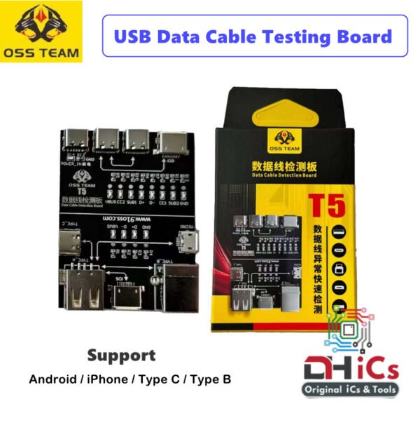 Data Cable Detection Board For Android, iPhone, Type C, USB Type B, Type C  OSS TEAM T5