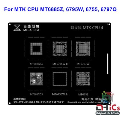 MEGA IDEA MTK CPU 4 Stencil For MTK CPU MT6885Z, MT6795W, MT6797W, MT6755