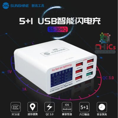 SUNSHINE SS-304Q 6-Port USB Fast Charging Device Support QC 3.0 Strong Compatibility