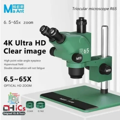 Maant R65 Trinocular Microscope 6.5X to 65X Optical HD Zoom