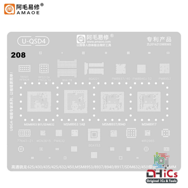 AMAOE U-QSD4 Stencil For Qualcomm CPU MSM8953, SDM632, MSM8937, MSM8917