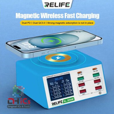 Relife RL-309AW Magnetic Wireless Charger 8 Ports ( 6 USB + 2 Type-C )