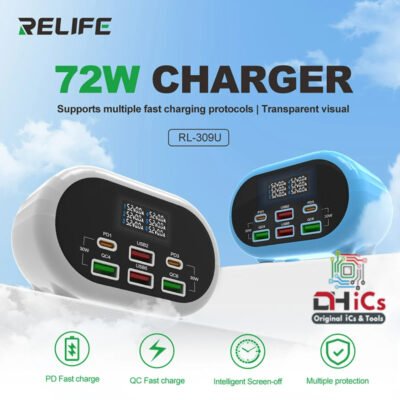 RELIFE RL-309U Smart 6-Port Charger 72W with 30W PD Port