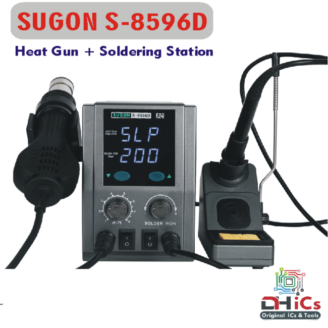 SUGON 8596D Soldering Station 110v/220v LED Digital Soldering Iron + Desoldering Rework Station BGA Hot Air Gun