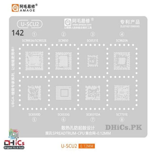 U-SCU2 Stencil For Spreadtrum CPU SC9863A, SC9832E, SC9850, SC6531E, SC9820A, SC6500D, SC6533G, SC6531DA - Image 4