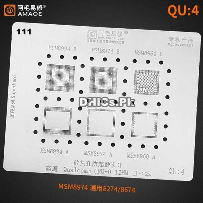 QU4 Stencil For Qualcomm CPU MSM8993, MSM8974, MSM8960, MSM8960 RAM