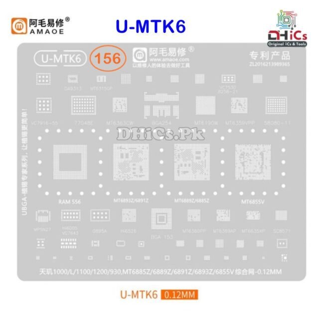 U-MTK6 Stencil For MTK CPU MT6885Z, 6889Z, 6891Z, 6893Z, 6855V