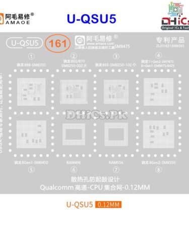 U-QSU5 Stencil For Qualcomm CPU SM8350, 8250 002, 8250 102, SM7475, 8475, 8425, 8450, 8550