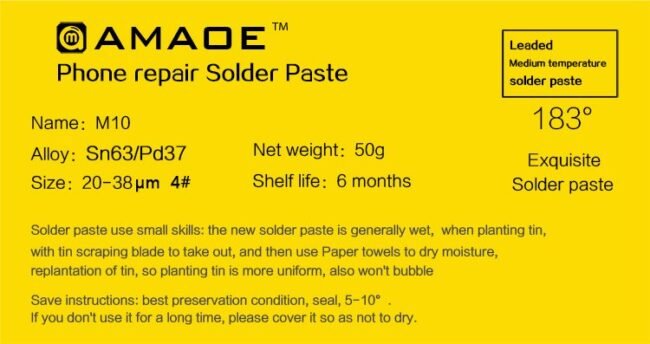 Solder Paste AMAOE M10 183*C  50g - Image 2