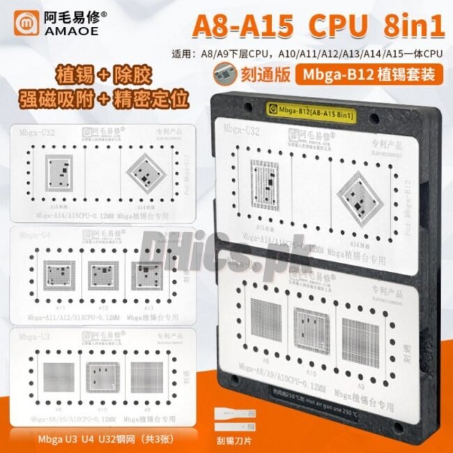 Mbga B12 iPhone CPU (A8-A15 8in1) Magnetic Reballing Fixture - Image 3
