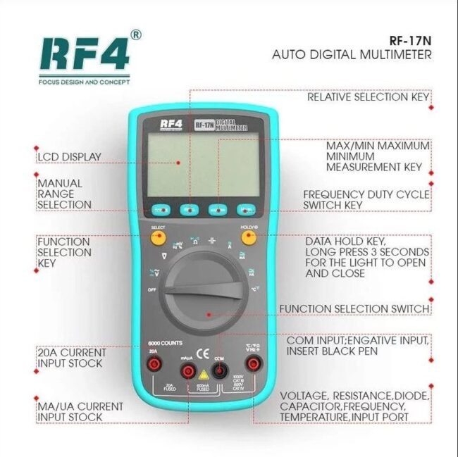 Digital Multimeter RF4 RF-17N 6000 Counts True RMS - Image 2