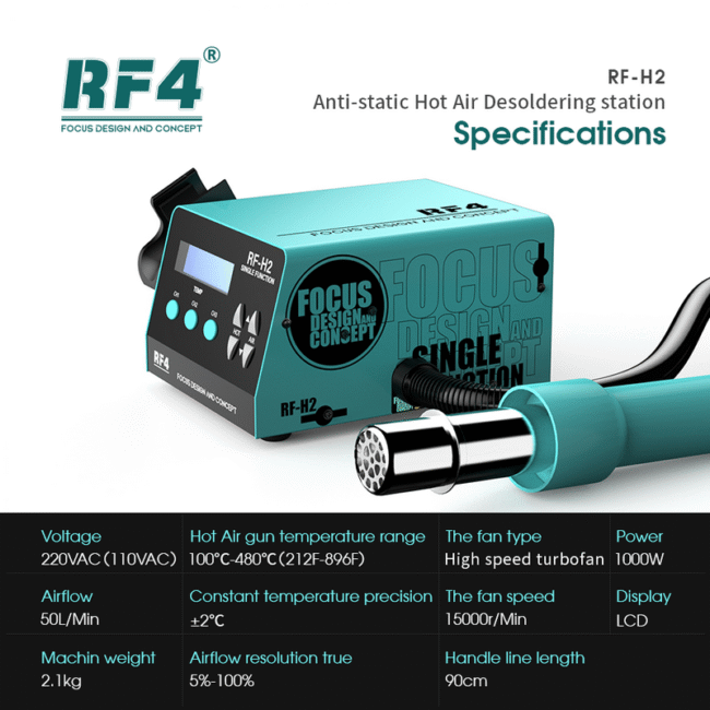 RF4 RF-H2 Hot Air Soldering Rework Station (1000W) - Image 2