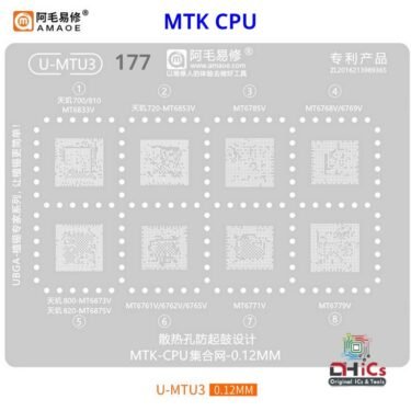 U-MTU3 Stencil For MTK CPU MT6833V, MT6853V, MT6785V, MT6768V, MT6769V, MT6873V, MT6875V, MT6761V, MT6762V, MT6765V, MT6771V, MT6779V
