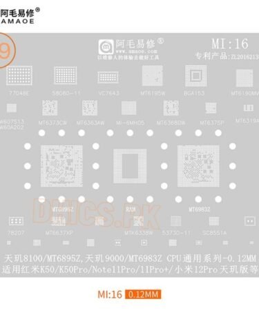 AMAOE Stencil MI16 For MTK CPU MT6895Z, MT6983Z Redmi K50, K50Pro, Note 11Pro, Note 11Pro+