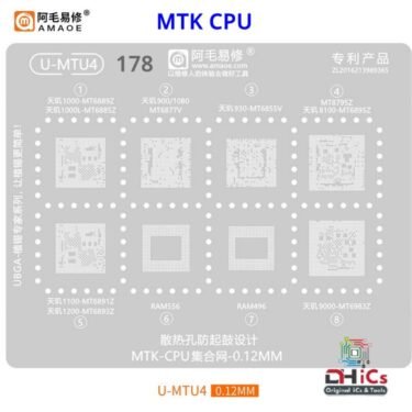 U-MTU4 Stencil For MTK CPU MT6889Z, MT6885Z, MT6877V, MT6855V, MT8795Z, MT6898Z, MT6891Z, MT6893Z, RAM556, RAM496, MT6983Z