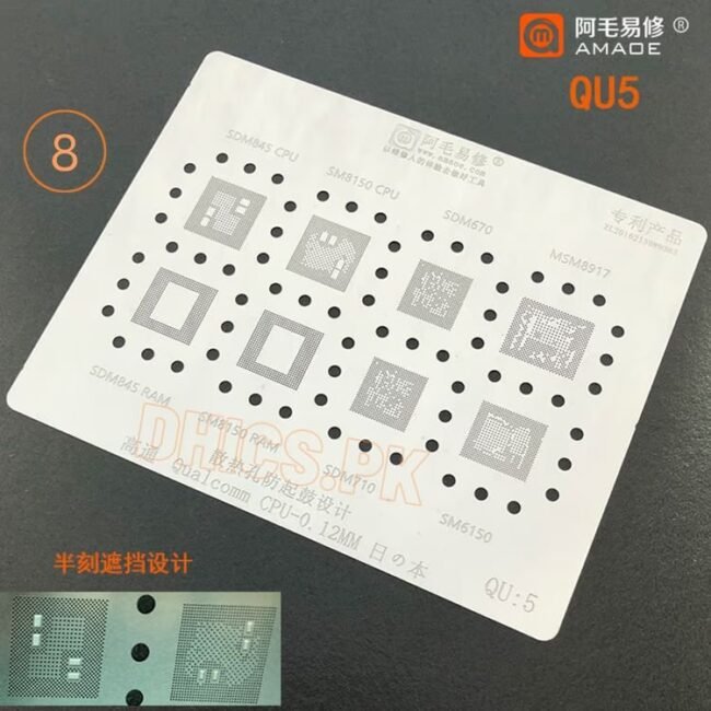 QU5 Stencil For Qualcomm CPU SDM845, 8150, SDM670, MSM8917, SDM710, SM6150