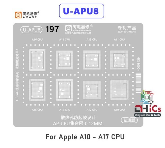 U-APU8 CPU Stencil For Apple A10 to A17