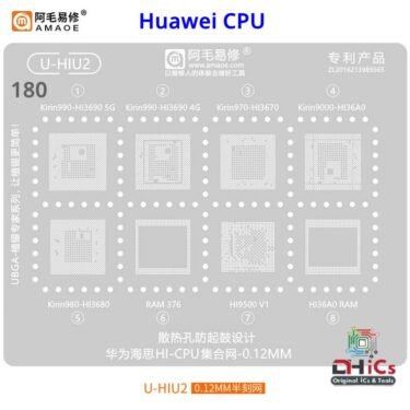 U-HIU2 Stencil For Huawei CPU HI3690 5G, HI3690 4G, HI3670, HI36A0, HI3680, RAM 376, HI9500 VI, HI36A0 RAM