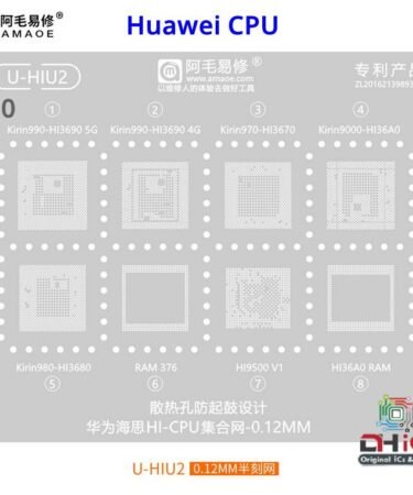 U-HIU2 Stencil For Huawei CPU HI3690 5G, HI3690 4G, HI3670, HI36A0, HI3680, RAM 376, HI9500 VI, HI36A0 RAM