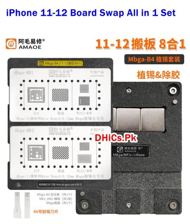 Mbga B4 iPhone CPU (A11-12 8in1) Magnetic Reballing Fixture