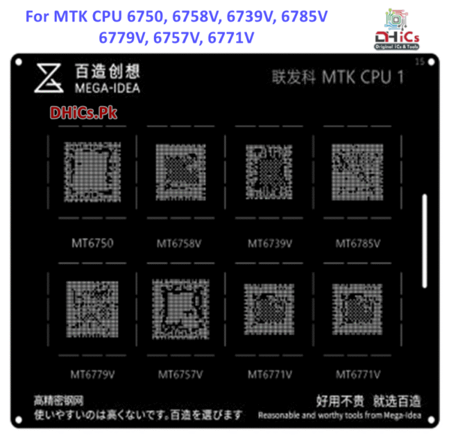 Mega iDea MTK CPU1 Stencil For MT6750, MT6758V, MT6739V, MT6785V, MT6779V, MT6757V, MT6771V - Image 2