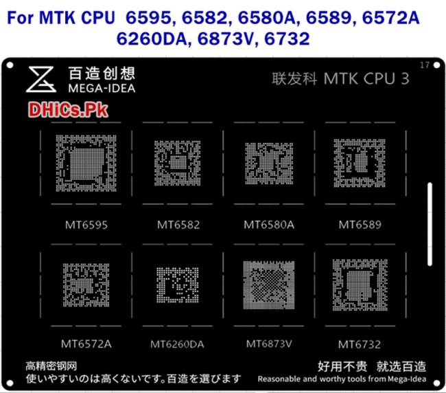 Mega iDea MTK CPU3 Stencil For MT6595, MT6582, MT6580A, MT6589, MT6572A, MT6260DA, MT6873V, MT6732 - Image 2