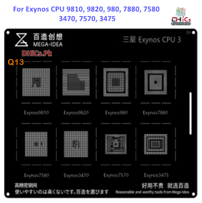 Mega iDea Samsung Exynos CPU3 Stencil For Exynos980, Exynos9810, Exynos9820, Exynos7880, Exynos7580, Exynos3470, Exynos7570
