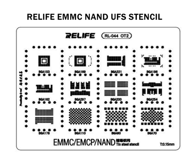 EMMC/EMCP/NAND Stencil 0.15MM RELIFE RL-044 OT2