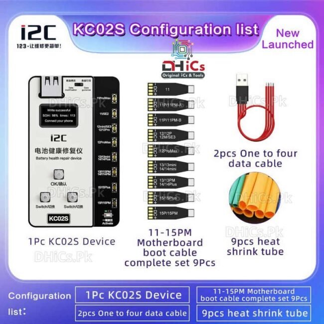 i2C KC02S Battery Health Recovery Device Activation Instrument Support iPhone 11 to 15 Full Series