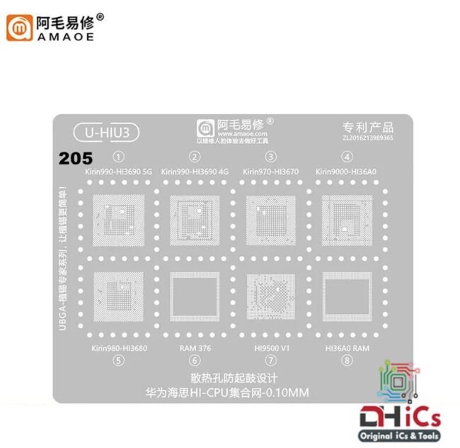 AMAOE Stencil U-HIU3 For Huawei CPU HI3690 4G/5G, HI3670, HI36A0, HI3680, HI9500
