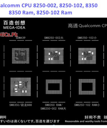 Mega iDea Qualcomm CPU10 Stencil For SDM439, SM8250-102, SM8250-002, SM8350, SM8350 RAM