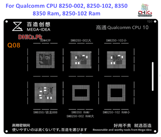 Mega iDea Qualcomm CPU10 Stencil For SDM439, SM8250-102, SM8250-002, SM8350, SM8350 RAM