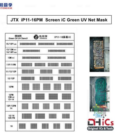 JTX Solder Mask Green UV Stencil For iPhone 11-16PM Screen IC